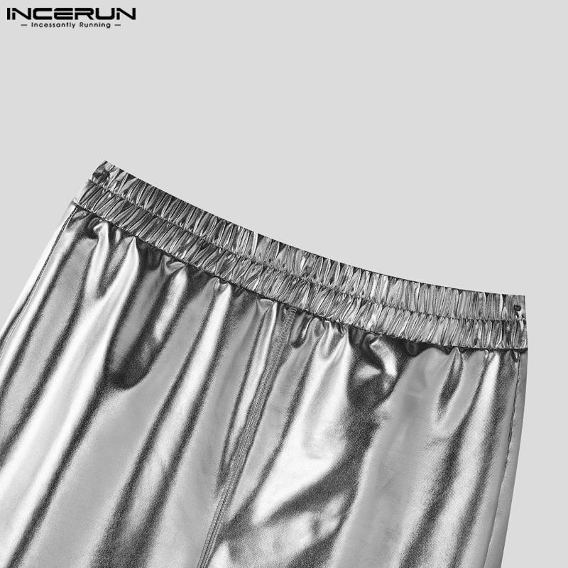 INCERUN Women Men Glitter Shorts Elastic Waist Back Hollow Fitted Mini Pants