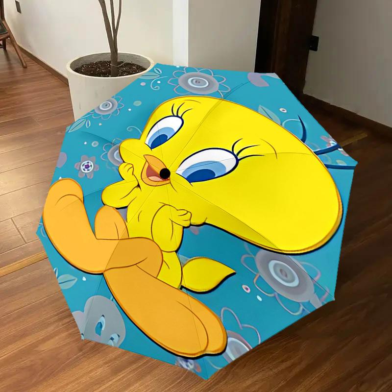 1PC Warner Tweety Bird, Flowers Automatic Open/Close Umbrella with Windproof, 32-Rib Sturdy Canopy, Durable Ribs1249A