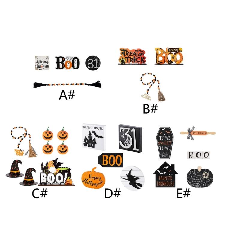 Halloween Tiered Tray Decor Wood Sign Holiday Party Decoration