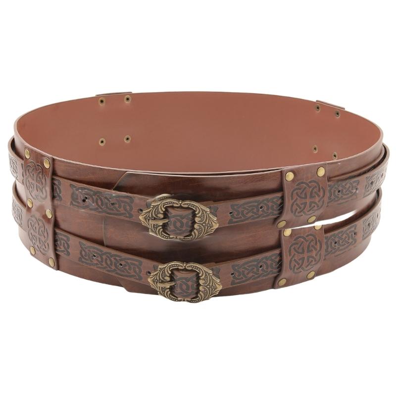 Middle Ages Waistband Perfect for Costume Parties Gatherings Cosplay Embossed Belt Wide Belt Brown Waistband for LARP