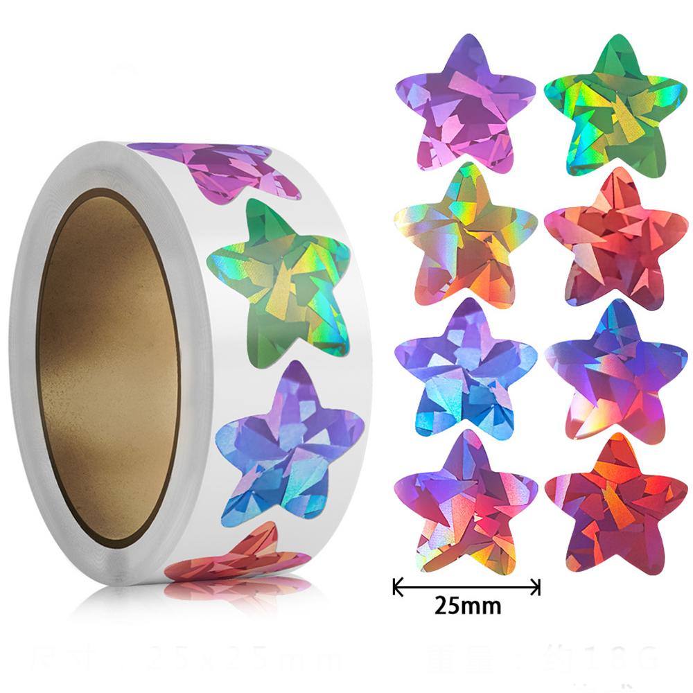 50-500pcs Holographic Star Reward Sticker Corlorful Adhesive Sticker Reward Chart Decorative Toy Gifts Sticker Labels Stationery