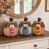 Stoffornamente im Vintage-Stil für Schaufenster Ausgefallener Patchwork-Kürbis, Kürbis-Tischdekoration, Süßes lächelndes Gesicht Handgefertigtes Geschenk Thanksgiving