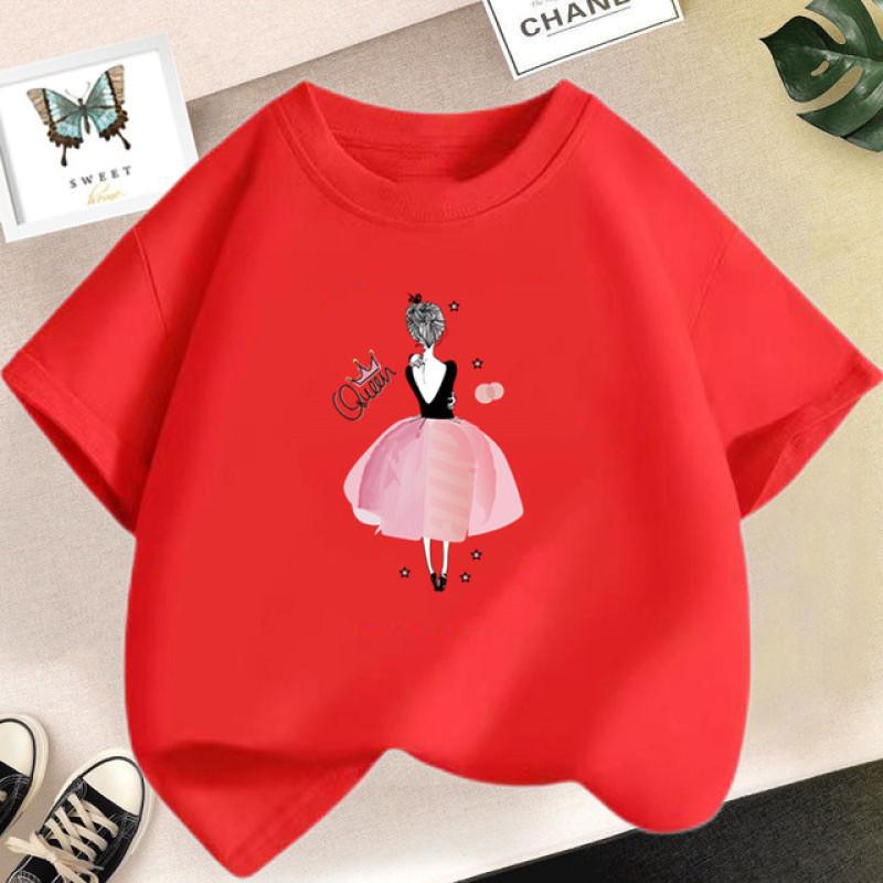 Camiseta de manga curta para meninas de 2 a 14 anos verão crianças camisetas soltas de algodão harajuku kawaii donut tops