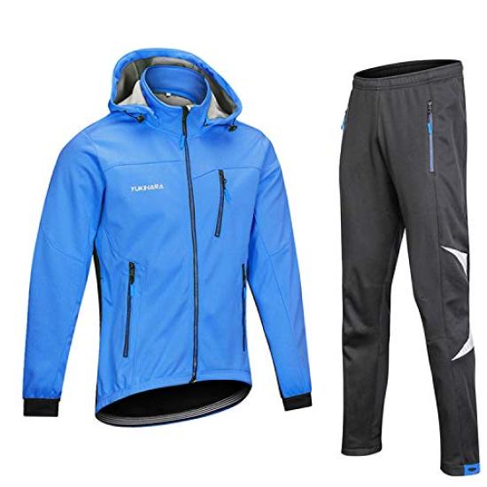 YUKIHARA Cycling Detachable Long Outdoor Cycling Cycling Golf Top and Bottom Size L Autumn/Winter Wear, Four-Sided Windproof, Hood, Stand-Up Collar,