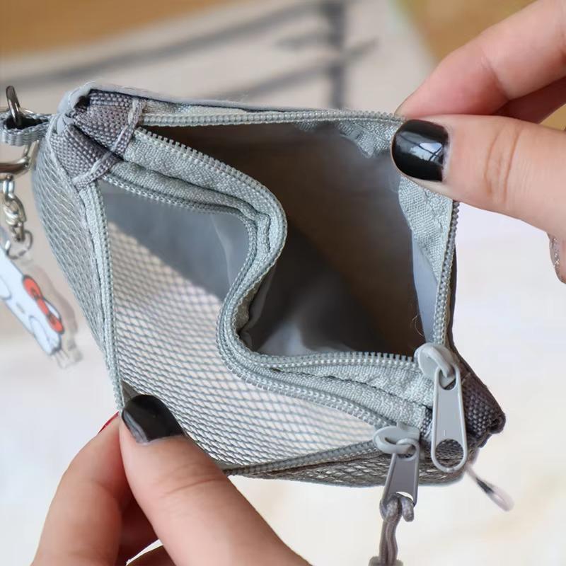 Simple Grid Storage Bag Double-zipper Bag Portable Makeup Bag  Mesh Miscellaneous Bag  Mesh Gauze Bag