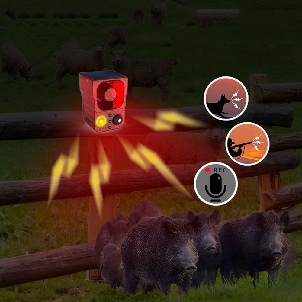 Audible and Visual Alarm Solar Powered Alarm Dog's Bark Solar Anti-theft Device  Warehouse