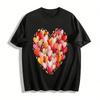 Heart Cluster Art Style Printed Casual Top Pure Cotton T-shirt