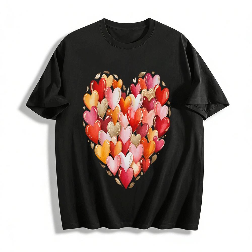 

Heart Cluster Art Style Printed Casual Top Pure cotton T-shirt XXS