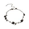 GemChic Women's Retro Camellia Flower Leaf Collarbone Necklace Personalized Clavicle Chain Birthday Christmas Jewelry Gift