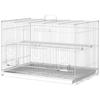 Bird Cage, Metal, 60 x 41 x 41 cm, Feeders, 2 Perches, 3 Doors, White