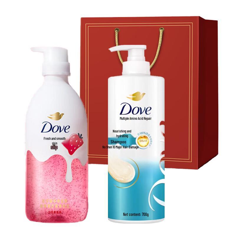 Подарочный набор Dove Шампунь и гель для душа с ароматом клубники и овсяного молока
