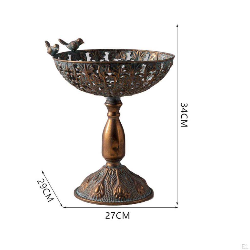 Filigree Bowl Antique Bronze with Bird Motif Vintage-Style Pedestal Stand