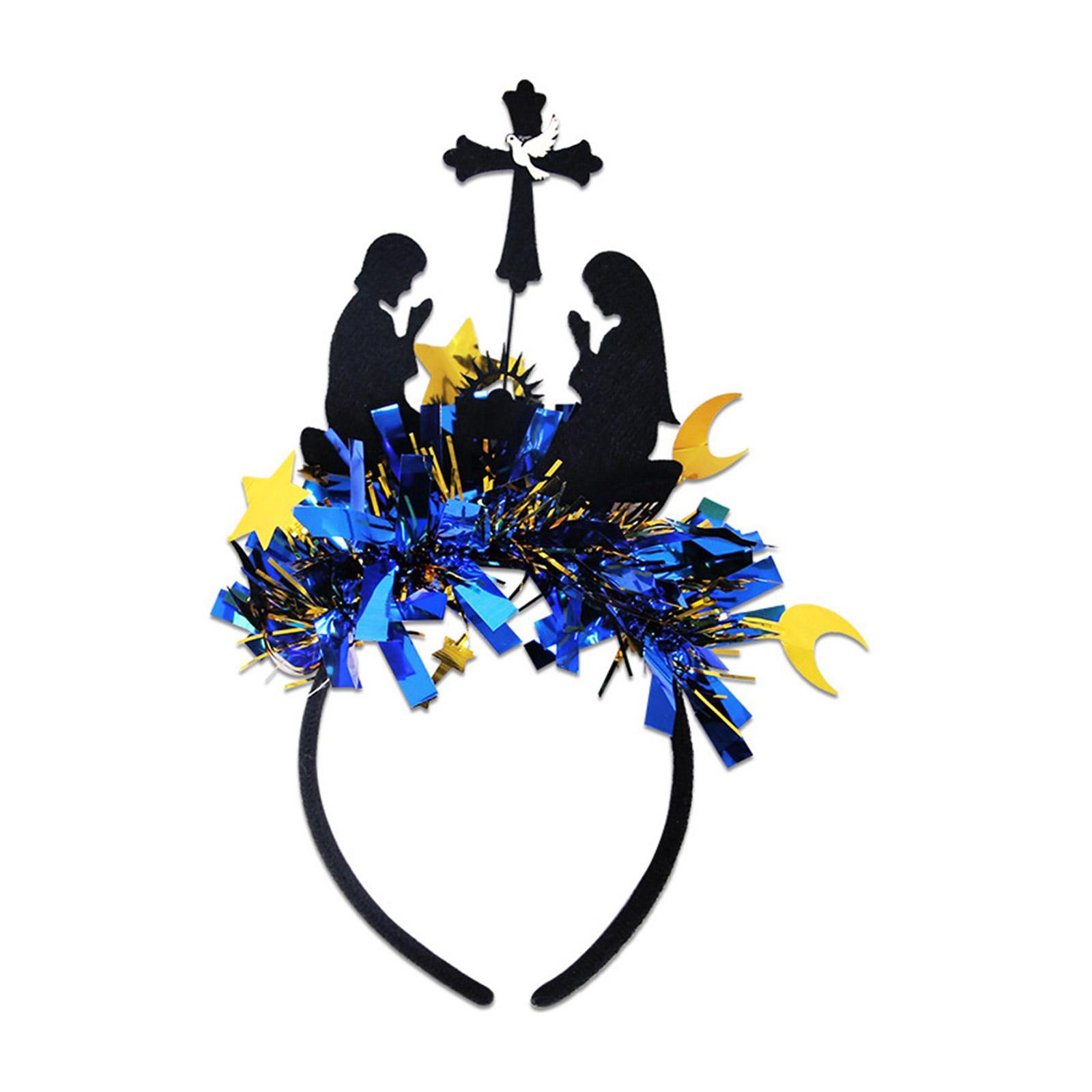 

Eid Mubarak Headband With Crescented and Star Holiday Props Headwear For Religious Event And Family Party Gathering