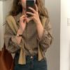 Kostkované košile Dámské Elegantní Základní Klasické Klasický límeček Retro Volný Kancelář Dáma Korejský styl Halenky s dlouhým rukávem Dámské oblečení