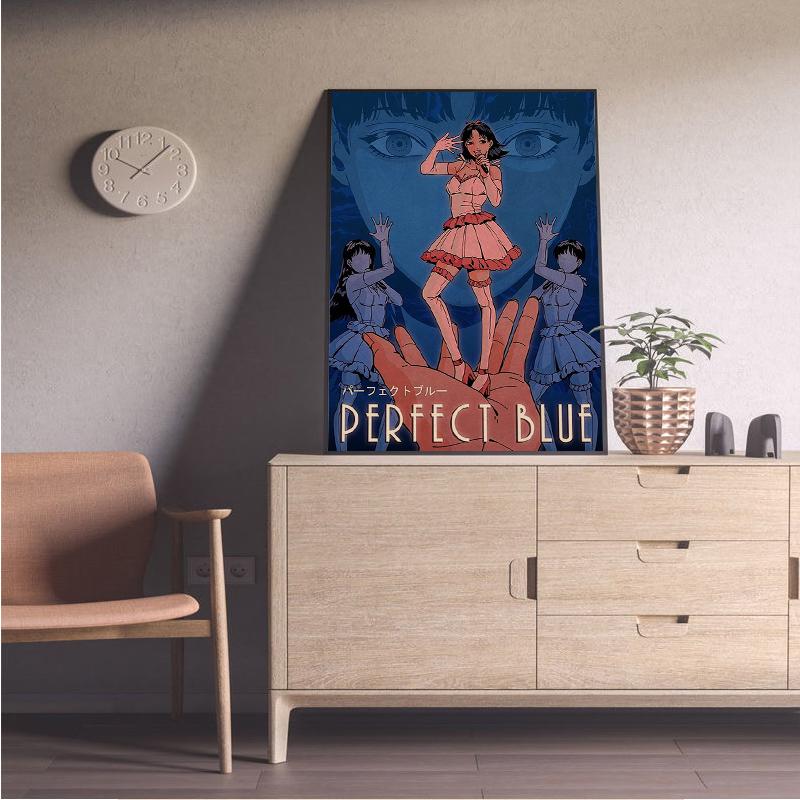 Affiche de dessin animé bleu parfait, impression d'image de dessin animé japonais, Vintage, chambre familiale, Bar, café, décoration murale d'art esthétique