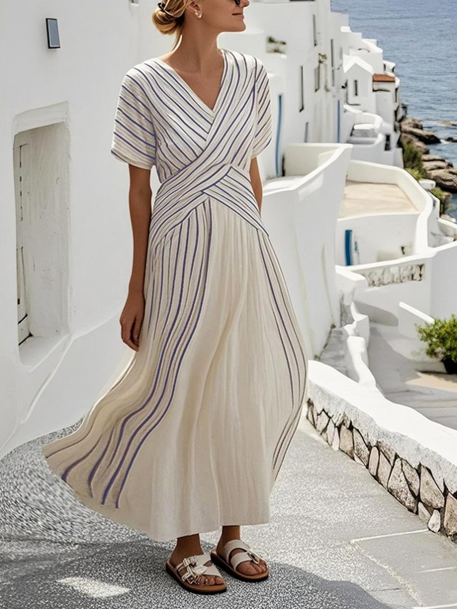 

Women s Loose Striped Printed Dress XXXL синій