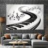Elegant Piano & Music Notes Backdrop Black White Keyboard Concert Background