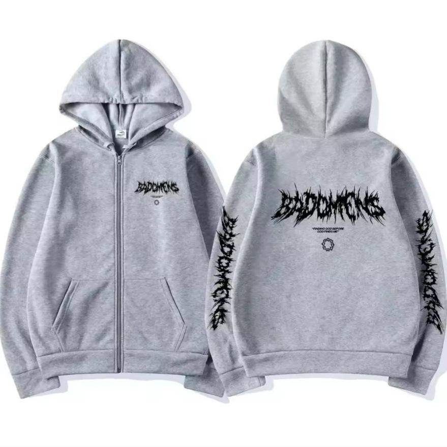 Bad Omens  Finding God Before God Finds Me  Graphic Zipper Hoodie L светло-серый