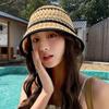 Colorful Knitted Bucket Hat Stripe Sun Protection Cap Elegant Sunshade Basin Cap  Women