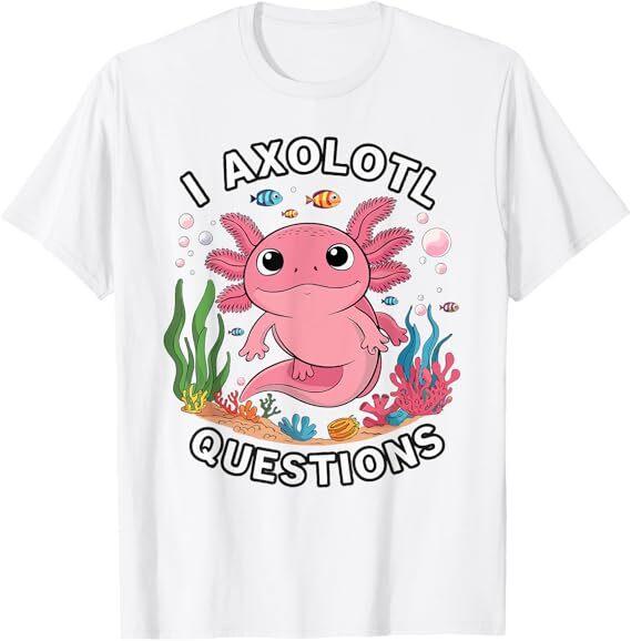 

Забавные вопросы про аксолотля Кавайный аксолотль Малыш Дети Девочки Футболка 4XL