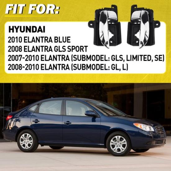 Black Interior Door Handle Front Rear For 2008 Hyundai Elantra GLS Sport LH+RH V