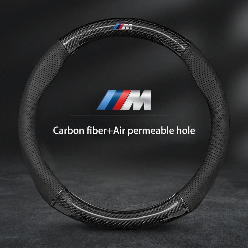 NEW Car Carbon Fiber Leather Steering Wheel Cover For BMW E46 E90 E60 F30 E39 F10 F20 E87 E36 F20 F30 1 2 3 5 7 Series X1 X3 X5