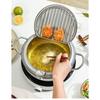 24cm Silver Round Deep Fryer, Induction and Gas Compatible, Includes Frying Net, Thermometer, and Lid, Perfect for Deep Frying Tempura, Skewers, and O