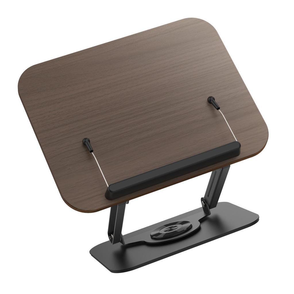 Book Stand Foldable   Book Holder with 360 Degrees  Rotating Base Elastic Clips for Recipe Tablet Laptop