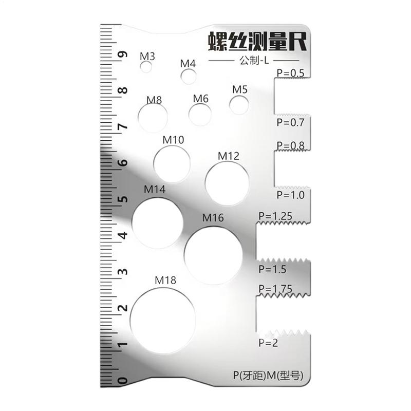 304 Stainless Steel Thread Gauge Screw Measuring Ruler Precise Pitch Measurement Diameter Space Saving Measuring Gauge Tool