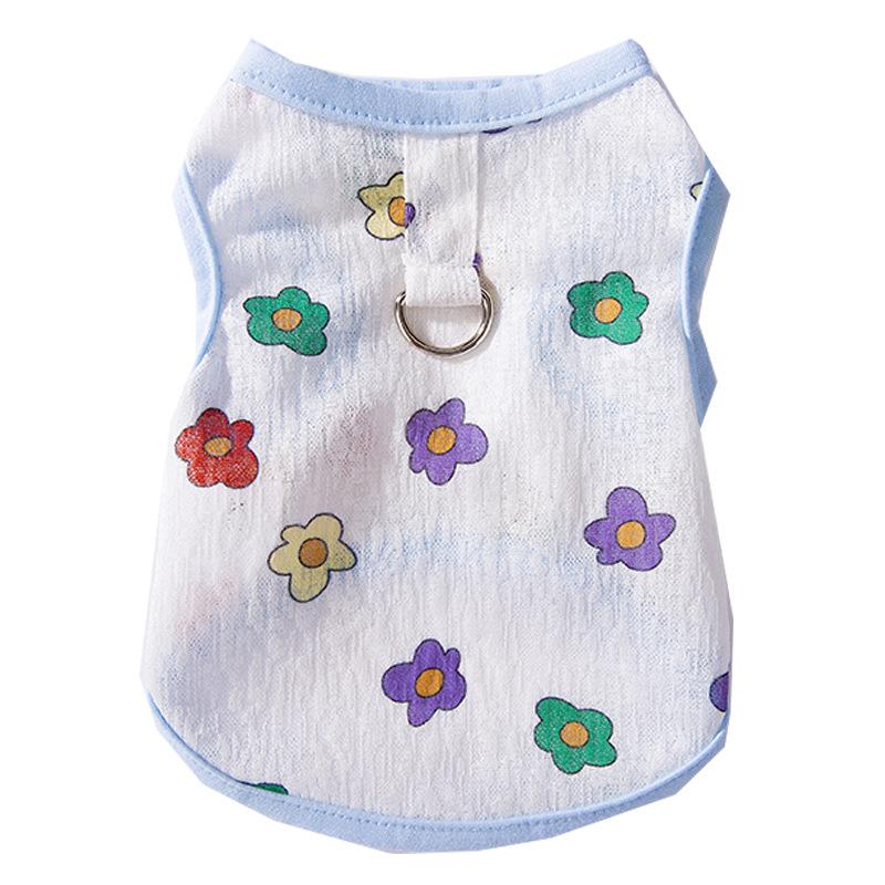 Pet Dog Clothes Cute Full of Mesh Traction Vest Spring and Summer Breathable and Comfortable Than Bear Teddy Pomeranian