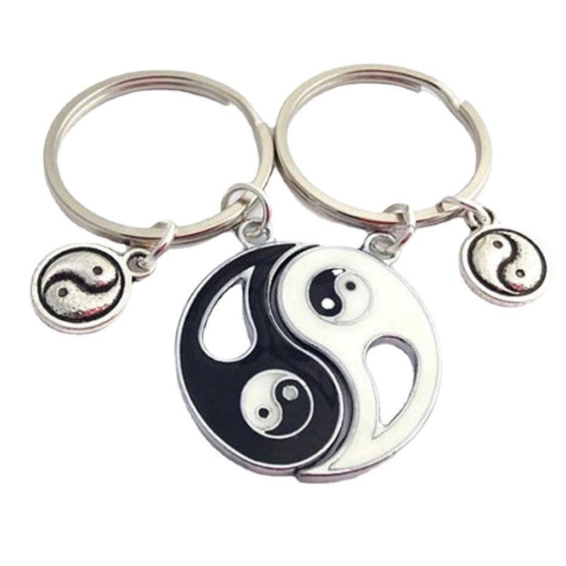 Tai Chi Yin Yang Bagua Friendship Keychain Set for Couples