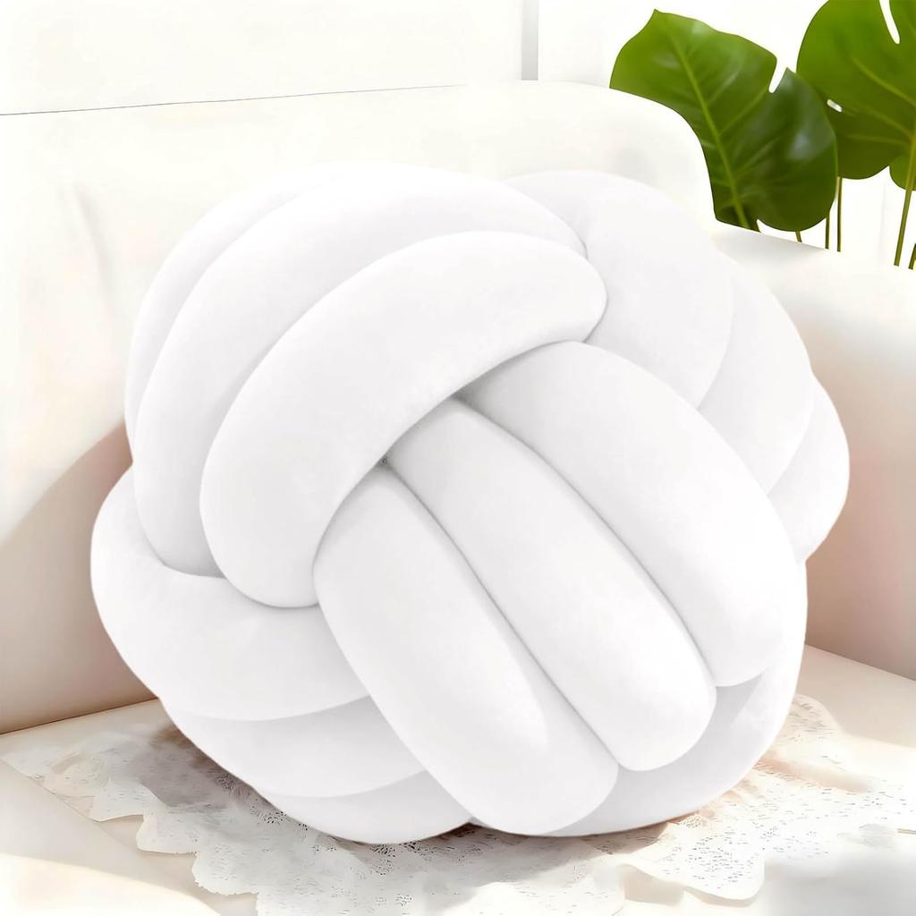 Dark Green 8.6 Inches Knot Pillow Ball, Round Soft Handmade Knotted Ball Pillow Plush Cushion Home Decor, Knotted Plush Pillow Cushion, for Bedroom,