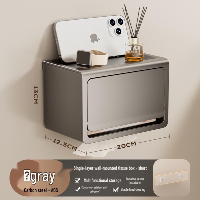 

Винтажный настенный держатель для салфеток и полка для хранения с текстурой дерева - Двухслойный, без сверления, держатель для туалетной бумаги