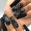 24 Stuks Herbruikbare Zelfklevende Nepnagels French Lang Ballet Roze Roos Contrast Lijn Press On Nagels