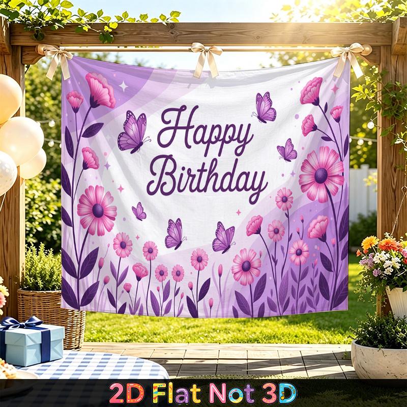 Party Backdrop Birthday Floral Purple Photo Booth Background Front Door Decor