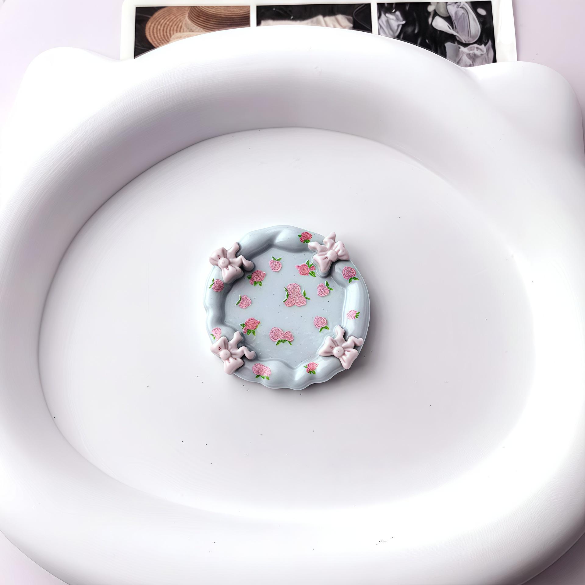 Round Bow Plate Cartoon Jewelry Handmade Resin Accessories Medium синий