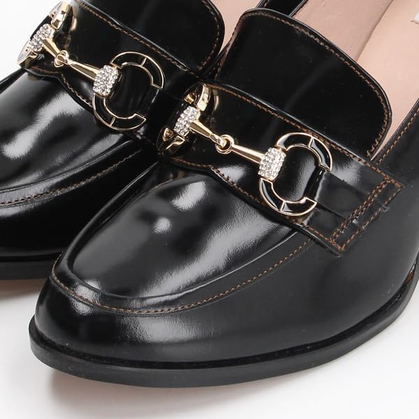 Lanvin en Bleu Bit Loafers Black Size E Women's Heel-Up 2808, Glass, 24.5 cm,