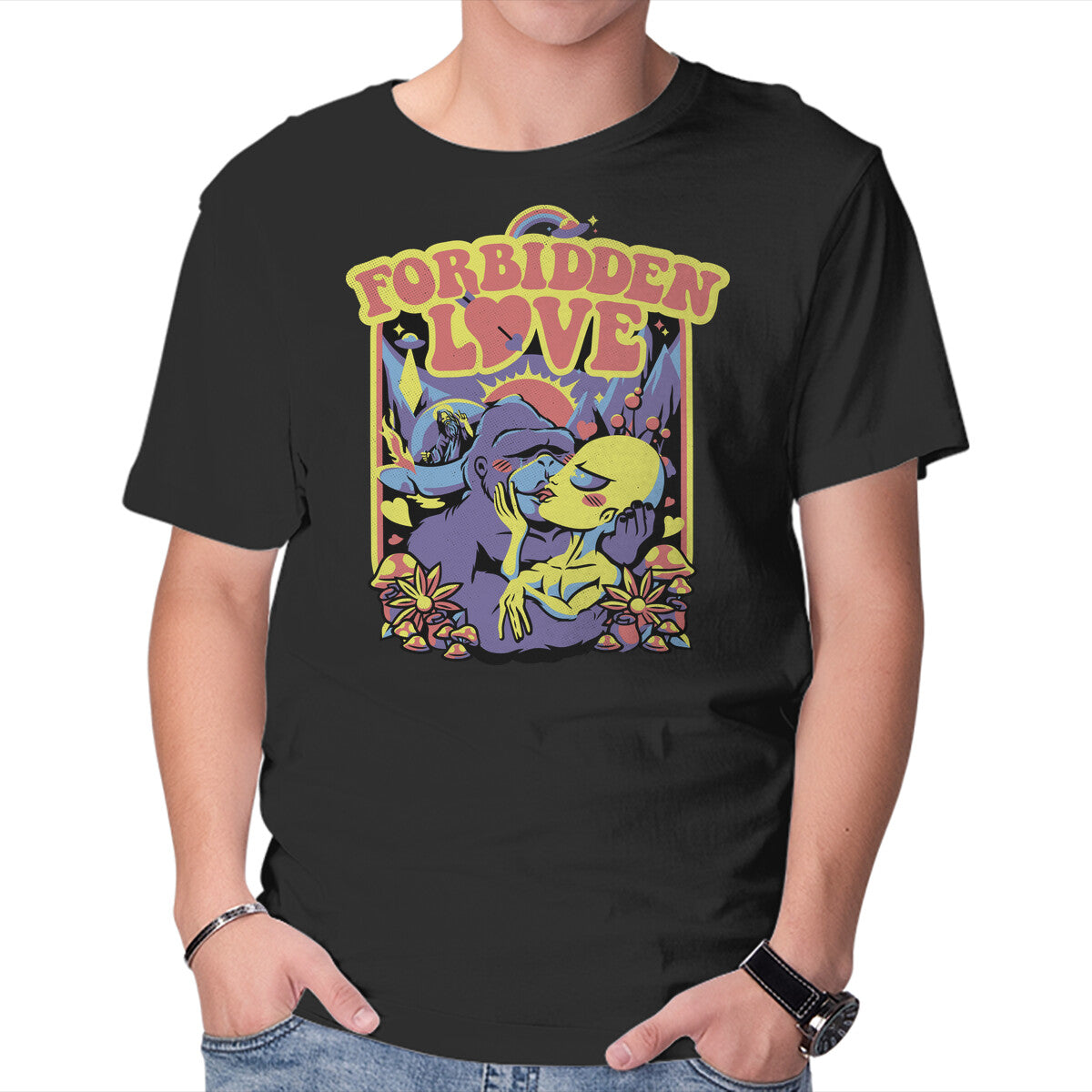 Unisex Crew Neck T-Shirt Forbidden Love Graphic Short Sleeve Casual Tee XXXL