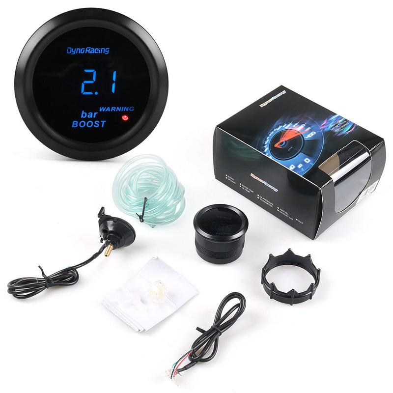 2" 52MM Blue LED Digital Turbo Boost Meter BAR Type Auto Turbo Pressure Gauge Complete With Sensor