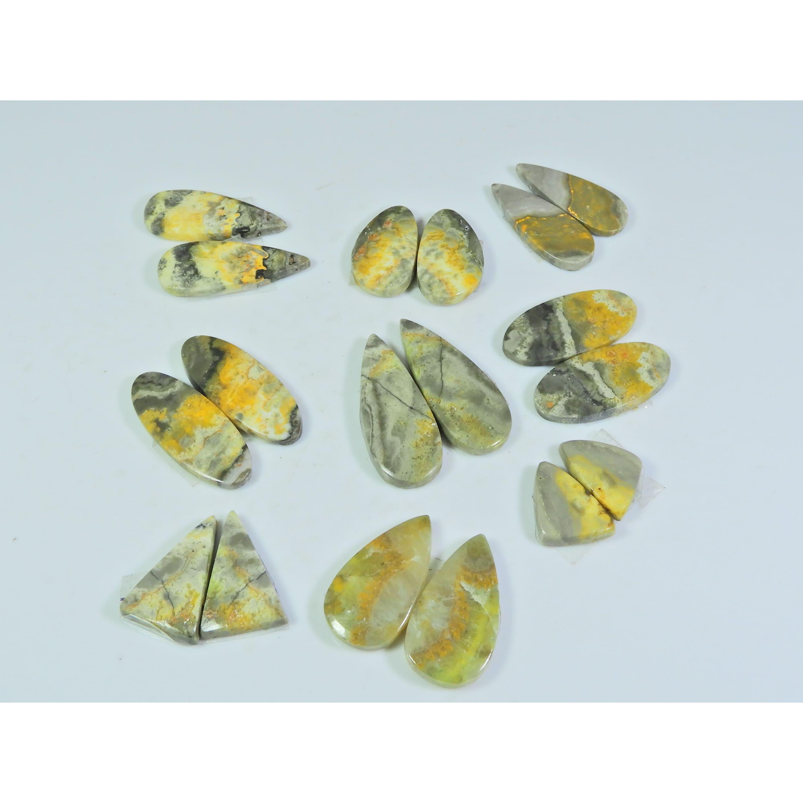 

136Cts. Natural Bumble Bee Jasper Pair Mix Cabochon Loose Gemstone 9Pair Lot C-109