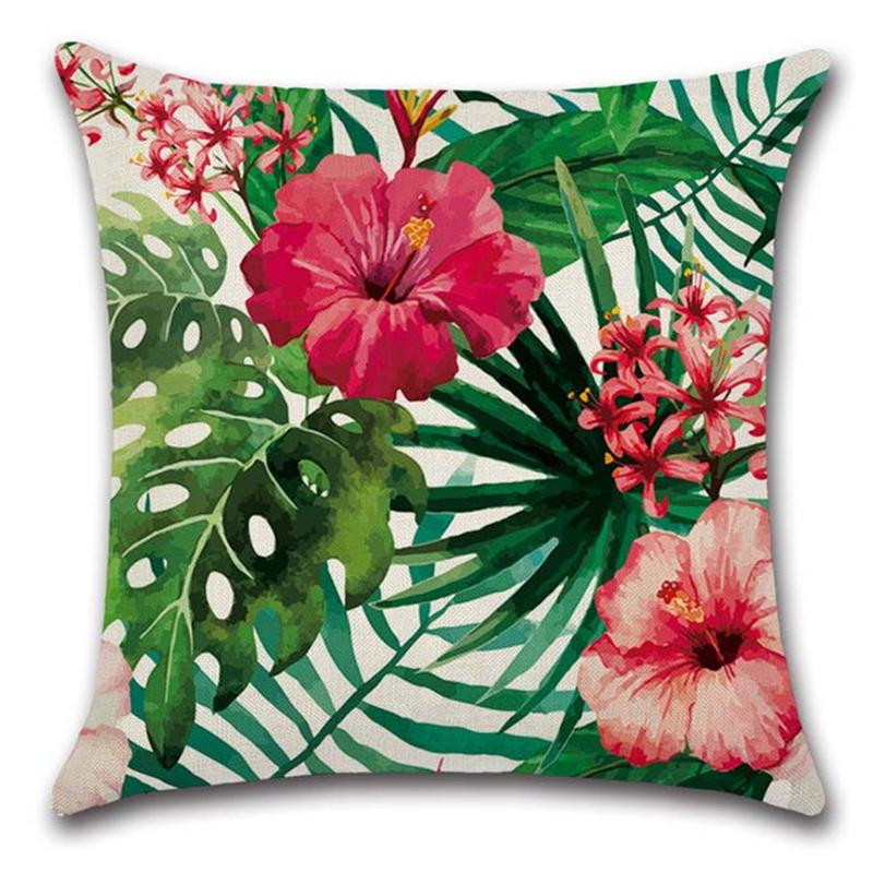 Tropical Plant Square Pillowcase Car Sofa Office Chair Pillowcase Simple Home Decoration Accessories