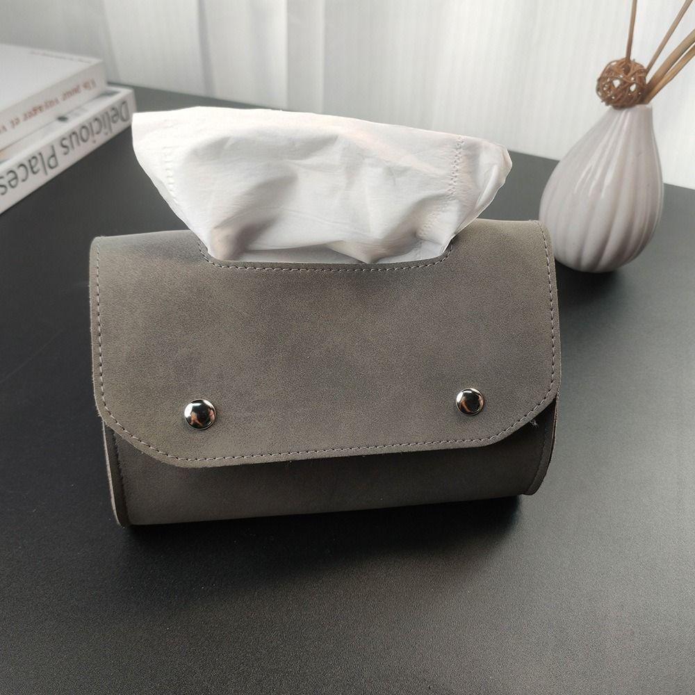 Portable Retro Table Tissue Box Decoration Leather Car Storage Box Environmentally Solid Color Napkin Holder Office