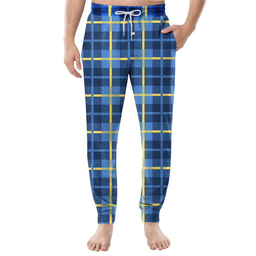 Men's Drawstring Pocket Cuffed Casual Pants Home Sleep Pants