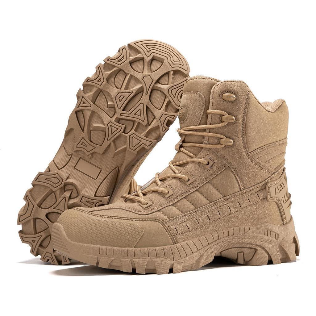Men's Large Military-Style Outdoor Hiking Boots - Wear-Resistant, Anti-Kick, Ideal for Camping and Sports.