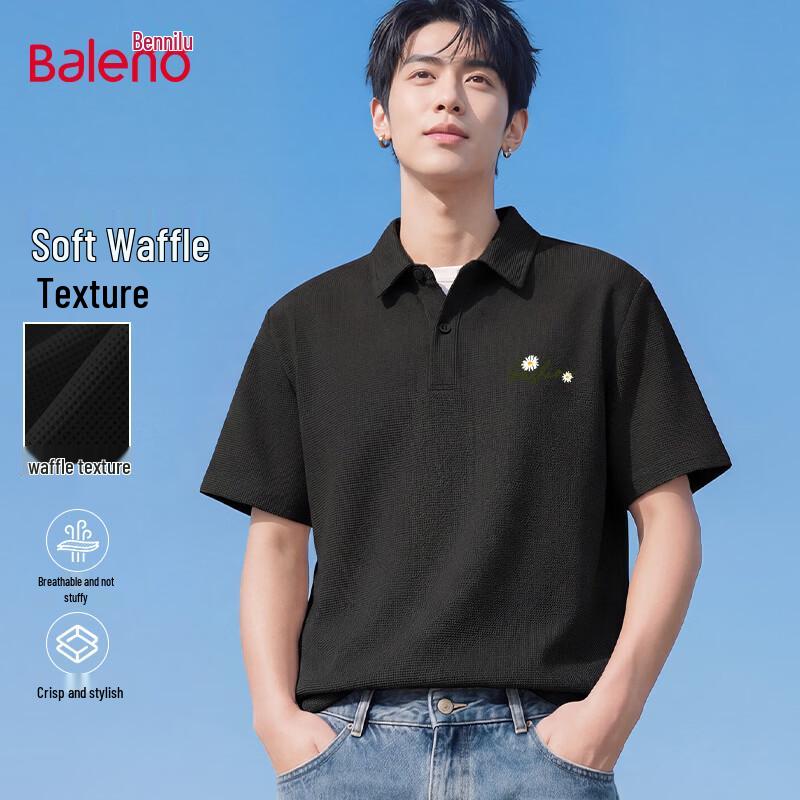 Baleno Men s Waffle Knit Short Sleeve Polo Shirt M