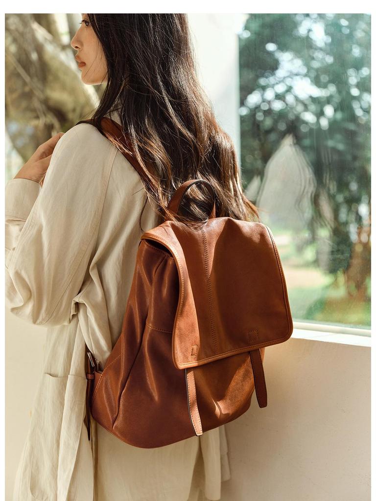 Plecak Qiu Zhen z pionowej skóry jagnięcej - Duża pojemność, Unisex, Codzienny, Styl do pracy