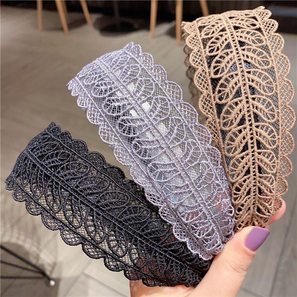 Wash Make Up Korean Style Hair Wear Lace Leaves Headband Wide Side Hairband Women Hair Accessories