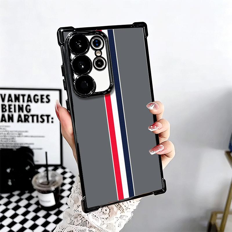 Luxury Sports Line Cool Stripe Plating Phone Case For Samsung Galaxy S24 S25 FE S26 Edge S23 Ultra S22 S21 Plus S20 Anti-Fall Ai