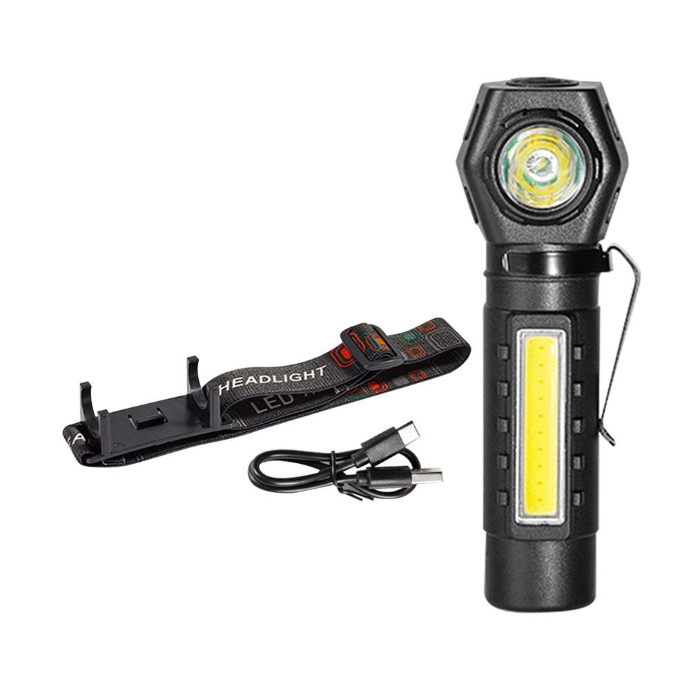 LED COB Flashlight USB Charging Waterproof Rechargeable Head Headlamp Multifunctional 5W/1600mAh Lightweight for Running Cycling