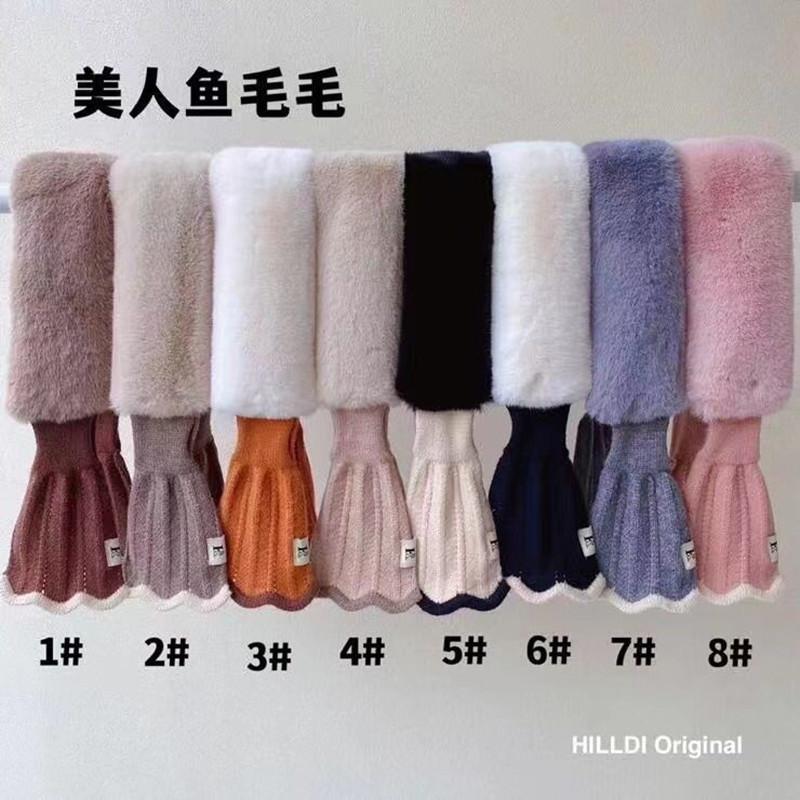 Soft waxy imitation rabbit hair knitted wool scarf female winter tide mermaid versatile student scarf